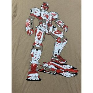 Nike Air Max Tee Shirt Men Size M Transformer Shoe Box Brown Robot Beige/Red